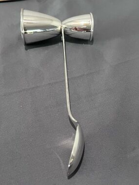 Napier Silver Jigger Bar Tool Cocktail Mechanical Spoon Art Deco Vintage Party